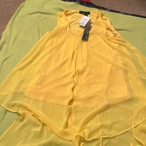 Golden/yellow dressy, sleeveless blouse